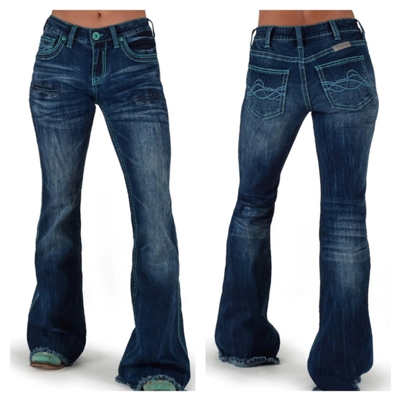 Cowgirl Tuff Co. Turquoise Hurricane Trouser - Picture 1 of 5